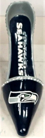 Seattle Seahawks Jeweled High Heel Shoe Wine Bottle Holder Cover