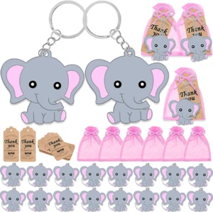 72 Pack Baby Shower Return Gifts for Guests Pink Baby Elephant Keychains - Picture 1 of 6