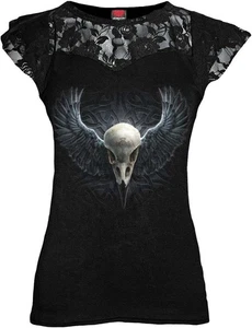RAVEN CAGE - Lace Layered Cap Sleeve Top Black - Picture 1 of 4