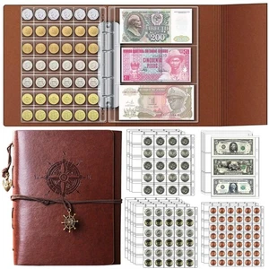 Coin Collection Book 386 Coin Pockets & 12 Currency Sleeves, Coin Collecting ... - Picture 1 of 6