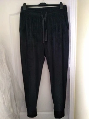 Marks and Spencer Black Velour Joggers with drawstring waist Size 14 Long - Image 1 of 4