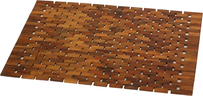 Alfombra de ducha Kuki Spa mosaico en madera maciza de teca, 30" X 20", marrón Foto 1 de 2