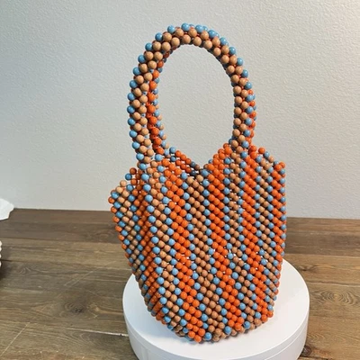 ZARA LIMITED EDITION STRIPED BEADED BUCKET BAG - Image 1 of 4