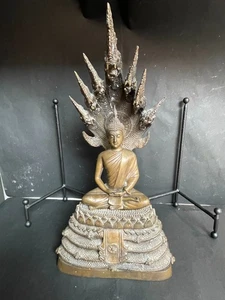 16.5" Bronze Naga Prok Buddha Statue - Picture 1 of 18