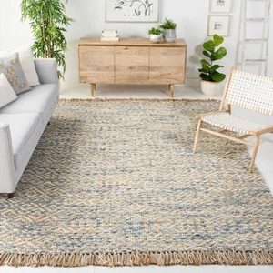 Natural Fiber Collection Area Rug - 9' x 12', Natural & Blue, Handmade Woven ... - Picture 1 of 3