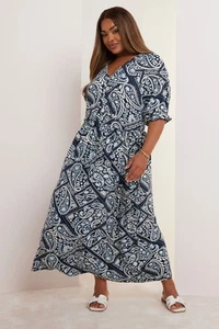 Yours Curve Women's Plus Size Paisley Button Front Maxi Dress - Picture 1 of 13