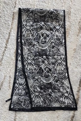 Vintage Anne Klein 100% Silk Scarf Black White Rectangle Modern Art Neck Wrap  - Image 1 of 4