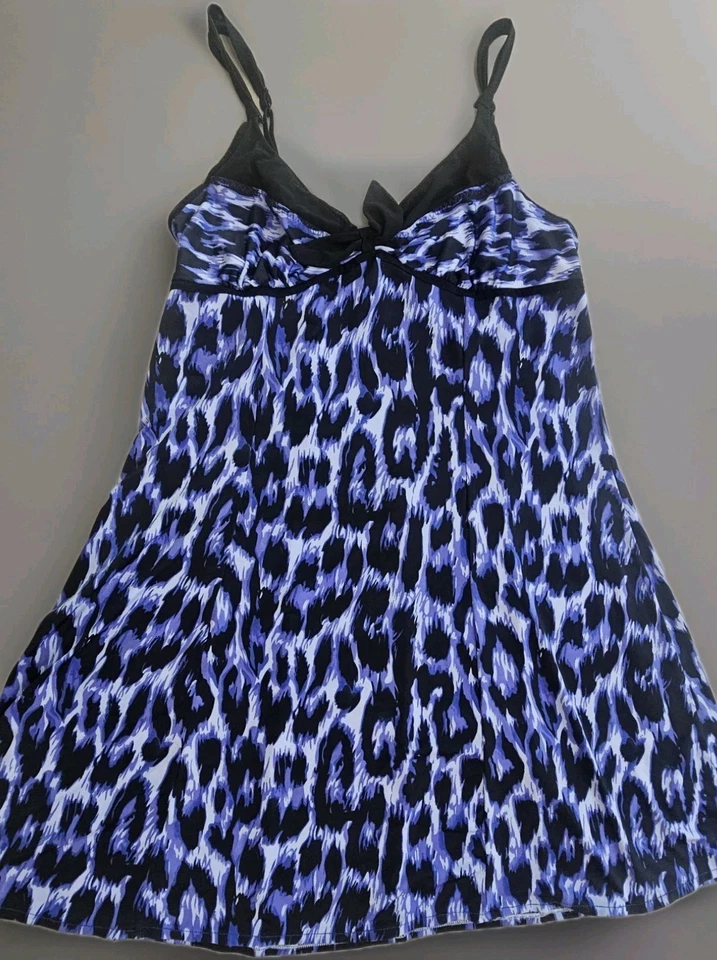 Camisón Betsey Johnson Chemise Grande Azul/Negro Tejido Elástico Foto 1 de 4