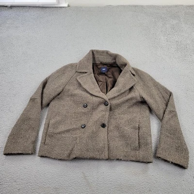 Chaqueta Abrigo Gap Lana Guisante Mujer Grande Marrón Botones Bolsillos Foto 1 de 4