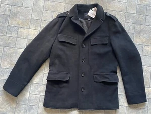 New Banana Republic Coat Mens Small Black Wool MSRP $198 - Picture 1 of 18