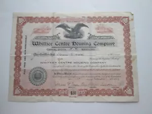1923 "WHITTIER CENTRE Housing Company" Stock #309 2 acciones, Pennsylvania - Imagen 1 de 2