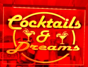 Cocktail and Dreams mancave illumina stile neon led bar insegna aperta casa giardino - Foto 1 di 7