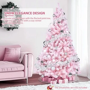 ✨6FT Artificial Snow Flocked Christmas Tree with 640 Branch Tips Holiday Decor✨ - Picture 1 of 6