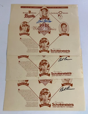 Bob Feller and Bob Lemon Signed 8x10 Photograph 1948 World Series Reunion - Image 1 of 4