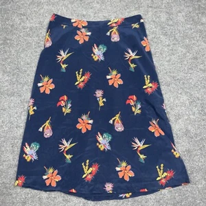 Madewell Skirt Womens Size 14 Blue Floral Silk Lined Atrium Bird Of Paradise - Picture 1 of 10