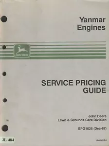 JL484 John Deere Yanmar Guida ai prezzi di servizio motori (1987) SPG1025 - Foto 1 di 1