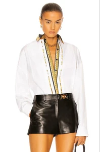 $1750 Designer VERSACE Women Runway Embellished Renaissance Long Sleeve Shirt 44 - Picture 1 of 5