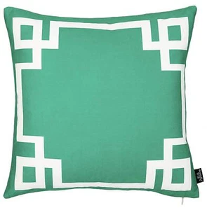 18 Green and White Geometric Throw Pillow Cover - Picture 1 of 6
