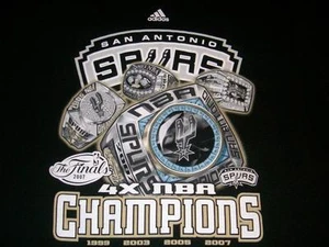 San Antonio SPURS 2007 NBA 4x Champions Finals Rings Black T-shirt Adult Medium - Picture 1 of 2