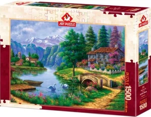 NEW Art Puzzle Jigsaw Puzzle 1500 Pieces 5371 Village By Lake - Imagen 1 de 2