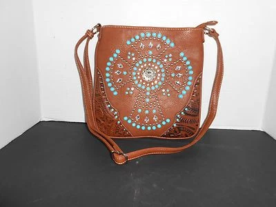 Bolso Bandolera Blazin Roxx Mujer Turquesa Tachonado Cruz Marrón N7556201 Foto 1 de 4