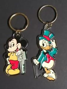 Walt Disney Productions Mickey & Donald Key Ring Acrylic Vintage 3" Keychains - Picture 1 of 7