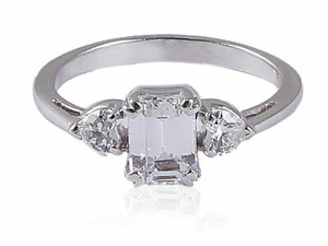 0,90 cts smeraldo cuore taglio diamanti Anniversario Anello in 585 14 Carati oro - Foto 1 di 3