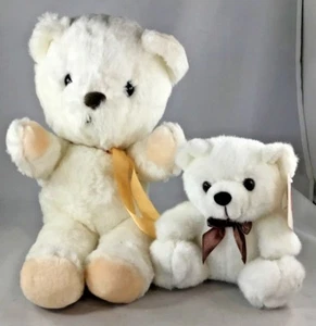 Mommy 15" & Baby 7" White Plush Bears Goffa Fairview New - Picture 1 of 6