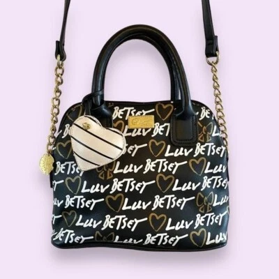 Betsey Johnson Luv Betsey Cartera Bolso de Mano Cartera Cadena Correa Corazón Labio Dije Y2K Foto 1 de 4
