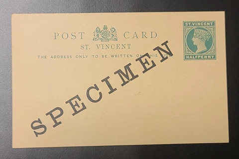 St. Vincent Queen Victoria QV SPECIMEN Postal Card 1/2d Halfpenny Mint Unused Cover