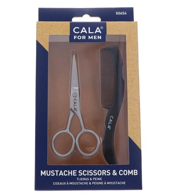 Cala Men Mustache Precission Scissors & Comb Set - Premium Quality Tools 50654