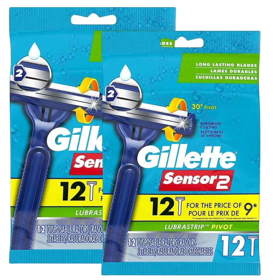 Gillette Sensor 2 Disposable Razors 12 each By Gillette