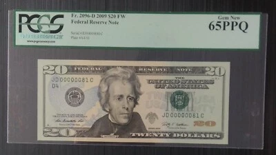 United States Of America, 20 Dollars, 2009, UNC, Fr.2096, (Low Serial Number) - Image 1 of 2