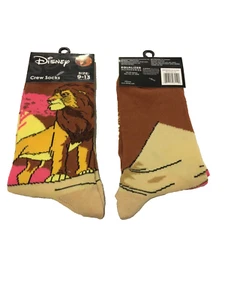 Disney El Rey León MUFASA 1 Par Novedad Calcetines Crew Adulto Talla 9-13 Nuevo con Etiquetas - Imagen 1 de 1