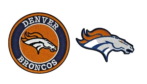 (2) Logotipo del equipo de la NFL Denver Broncos + círculo bordado 3 pulgadas hierro/parche para coser - Imagen 1 de 5