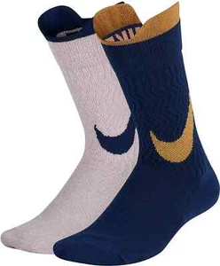 NIke L108362 Multicolor Swoosh Lightweight Crew Socks 2 Pairs Girl's Size S - Picture 1 of 1