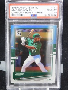 Marcus Semien 2020 Panini Donruss Optic Blue & White Card #117 PSA 10 Gem Mint