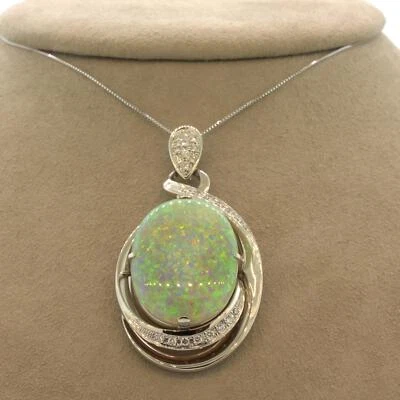 24.08 Carat Australian Opal Diamond Platinum Pendant - Image 1 of 4
