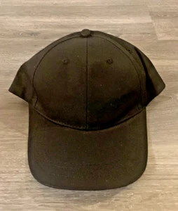 Plain Black Strapback Baseball Hat Cap Unisex OSFM - Picture 1 of 6