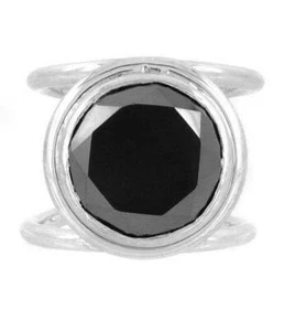 Black Diamond Anniversary, Promise Gift 12 Ct Grade AAA 925 Sterling Silver Ring - Picture 1 of 4