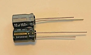 10pcs MALLORY 10uF 160V Aluminum Electrolytic Cap +105C 3mm LS Tested USA SHIP - Picture 1 of 1