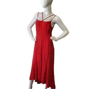 Vintage 90er Jahre rot Cocktail Trägerkleid Maxikleid US Größe 10 - Bild 1 von 6