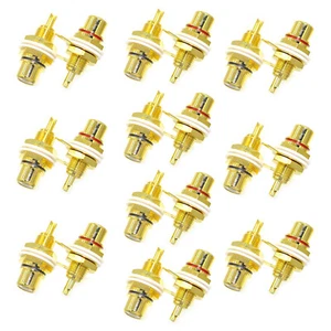 20 piezas conector enchufe conector de enchufe de montaje de panel de chasis hembra RCA enchapado en oro 24 K - Imagen 1 de 7