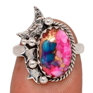 Star & Moon - Kingman Pink Dahlia Turquoise 925 Silver Ring s.6 CR72370 - Picture 1 of 1
