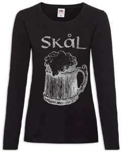 Skål II Damen Langarm T-Shirt Drinking Horn Walhalla Wikinger Vikings Trinkkrug - Picture 1 of 1