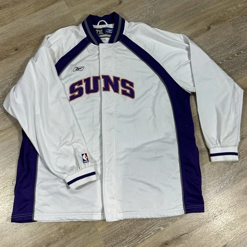 Vintage Reebok Phoenix Suns Warm Up Jacket Basketball NBA Mens 2XL White *Wear Cover