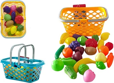 Maxi Cestino Cucina Giocattolo per Bambini Frutta Verdura Piatti Posate - Immagine 1 di 4