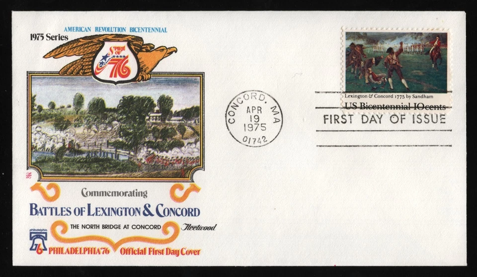 #1563 10c Lexington & Concord, Fleetwood-Concord FDC **ANY 5=FREE SHIPPING** - Image 1 of 1