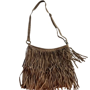 Unbranded Purse Women's Taupe Suede Fringe Tassel Shoulder Crossbody Bag Boho - Picture 1 of 9