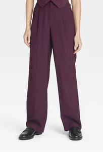 Pantalones para mujer A New Day talla 2 borgoña tiro alto pierna recta plisados delanteros nuevos con etiquetas - Imagen 1 de 6